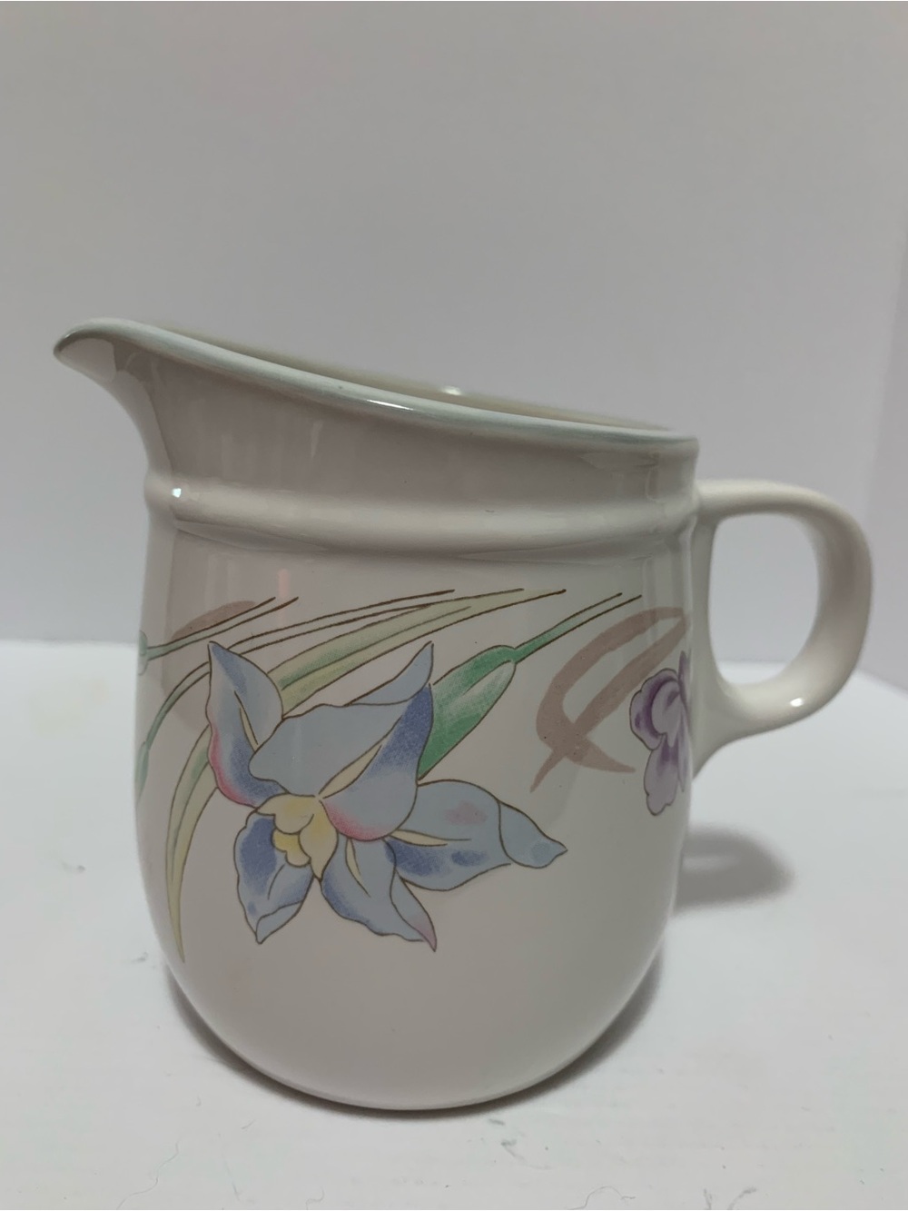 Studio Nova White Ceramic Pitcher with Pastel Floral Motif